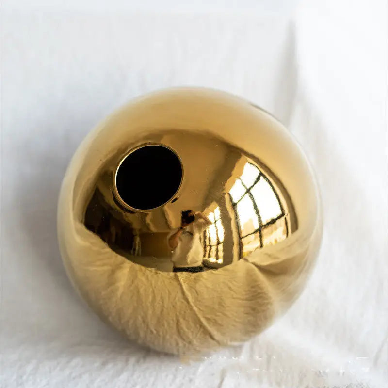 Handmade Electroplated Ceramic Vase - Light Luxury Gold Home Décor - view 9