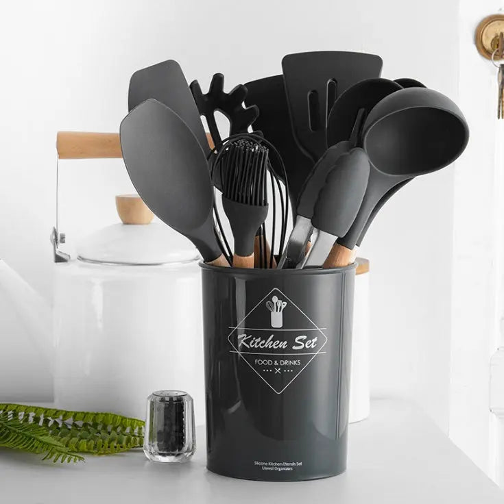 Silicone & Wood Handle Kitchen Utensil Set – Heat-Resistant Cooking Tools - view 26