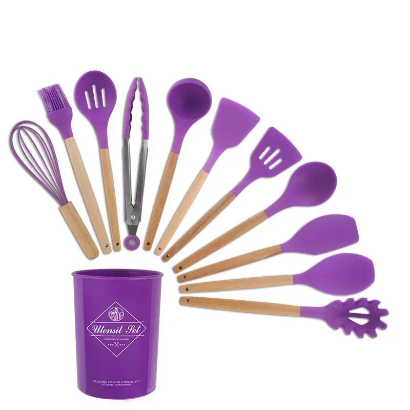 Silicone & Wood Handle Kitchen Utensil Set – Heat-Resistant Cooking Tools - view 15
