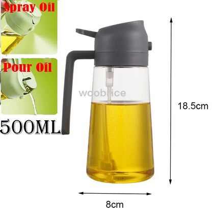 2 in 1 Oil Pour Spray Press-Type Oil Spray Bottle 500ML Kitchen Cooking Oil Sprayer Outdoor Barbecue Spray Bottle Vinegar Sauce