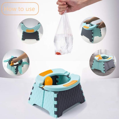 Portable foldable baby potty training seat - standalone toddler travel toilet, front view