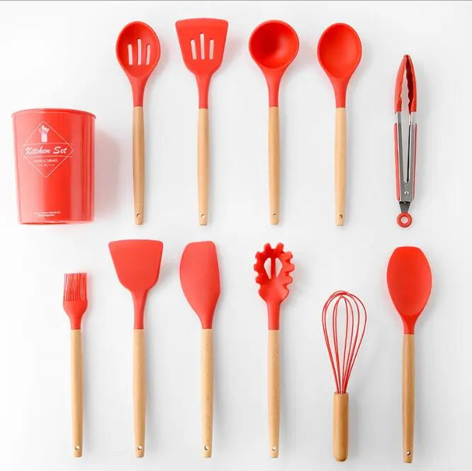 Silicone & Wood Handle Kitchen Utensil Set – Heat-Resistant Cooking Tools - view 16