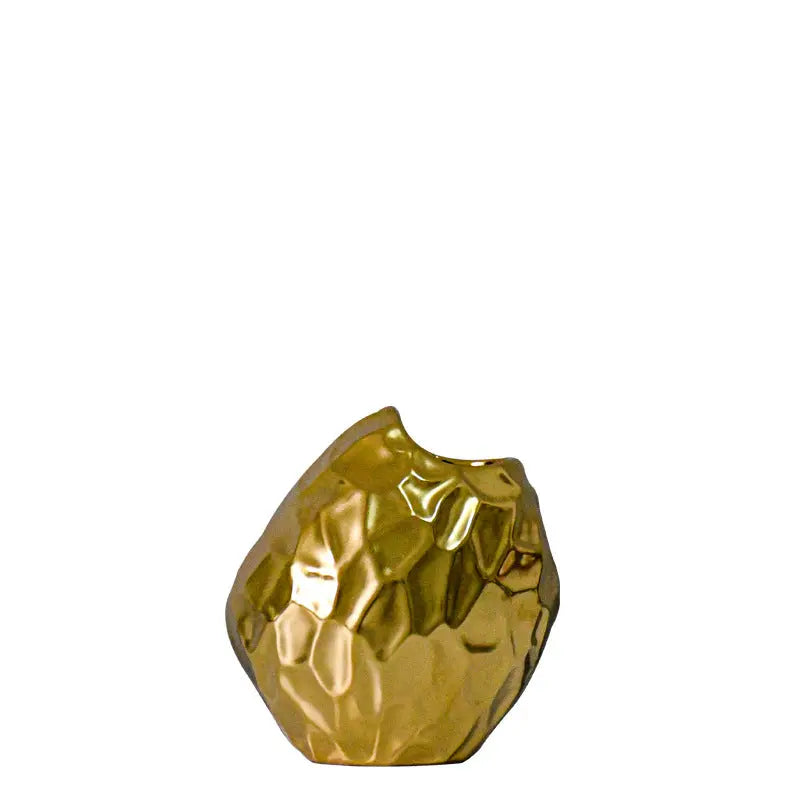Gold-Plated Geometric Ceramic Vase – Modern Minimalist Home Décor - view 9