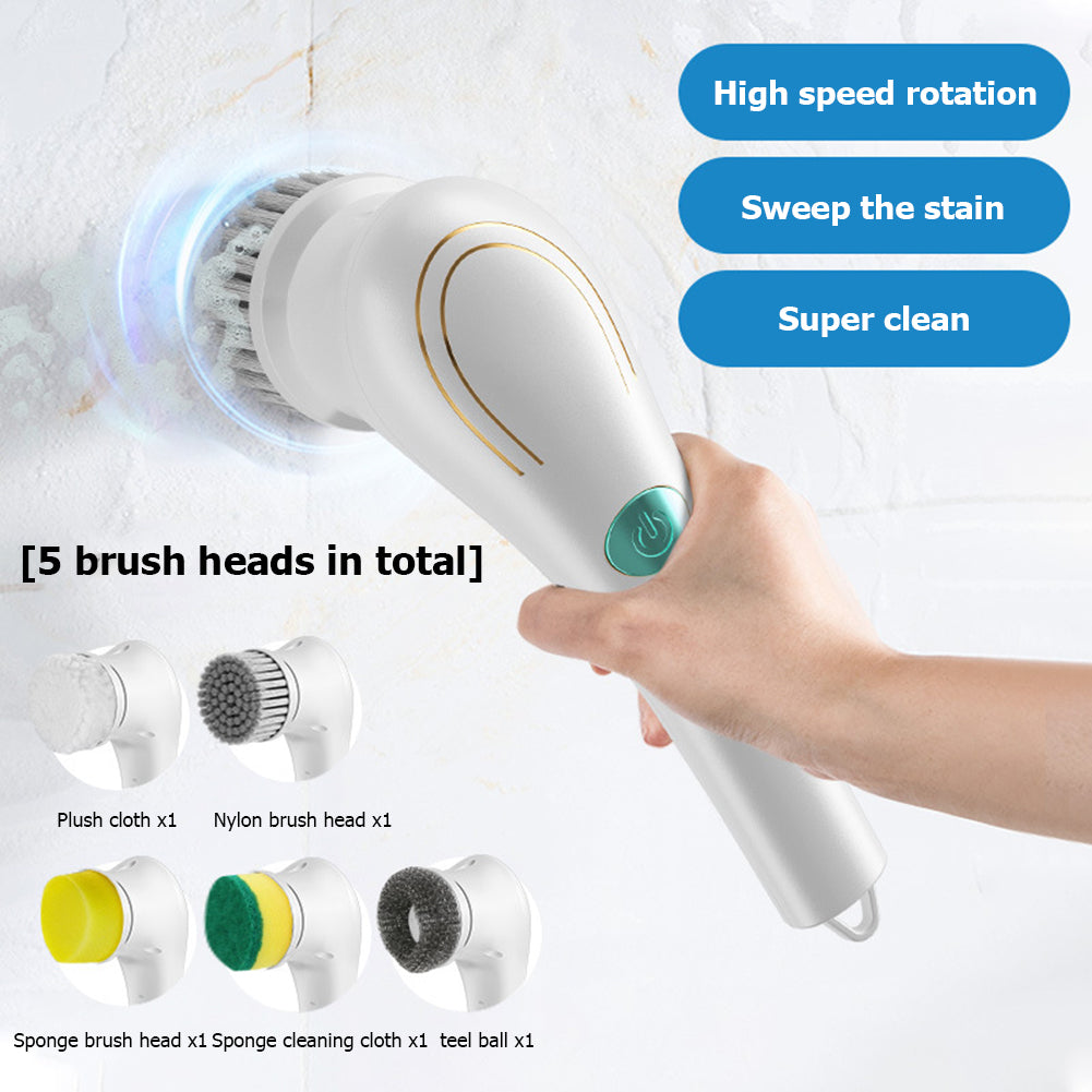 Close-up of the electric spin scrubber's handle and power button