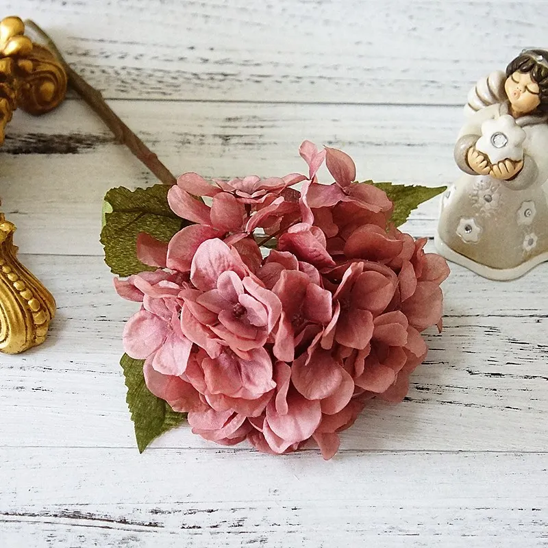 1 Bundle Silk Hydrangea Autumn Vase for Home Decor Valentine'S Day Wedding Bridal Bouquet Wall Setting Artificial Flowers Cheap