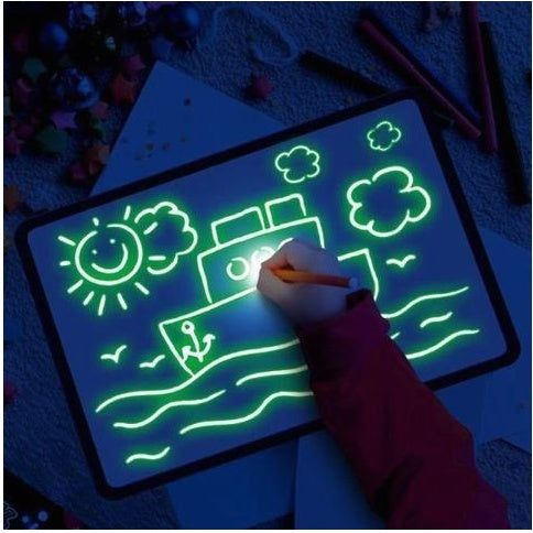 Magic glow drawing board with flashlight marker pen for kids
