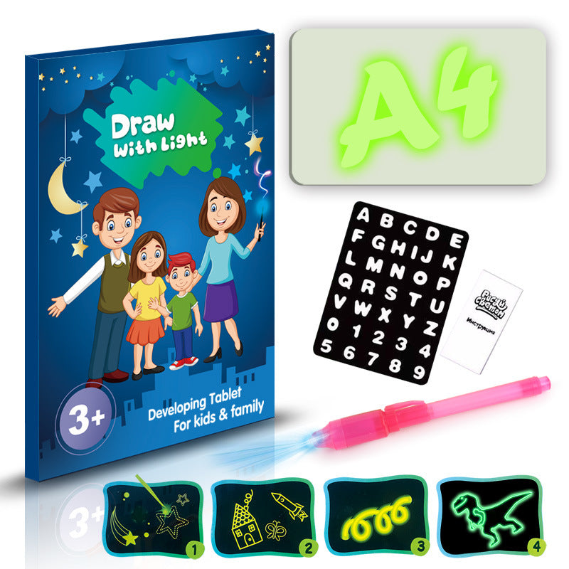 Available sizes and styles of the magic glow drawing board