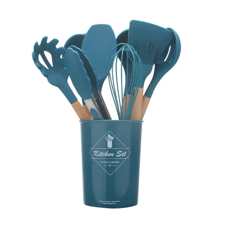 Silicone & Wood Handle Kitchen Utensil Set – Heat-Resistant Cooking Tools - view 10