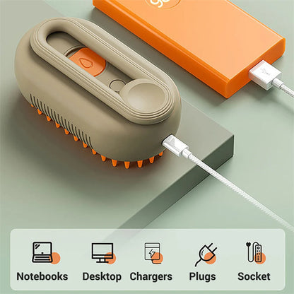 Filling the water reservoir on a steam pet grooming brush