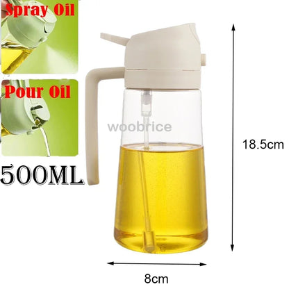 2 in 1 Oil Pour Spray Press-Type Oil Spray Bottle 500ML Kitchen Cooking Oil Sprayer Outdoor Barbecue Spray Bottle Vinegar Sauce