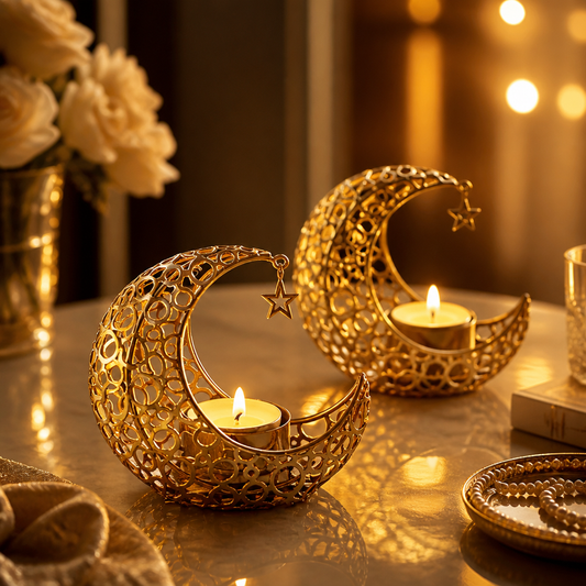 Crescent Moon Metal Candle Holder — Celestial Tealight Décor The Petal & Porch