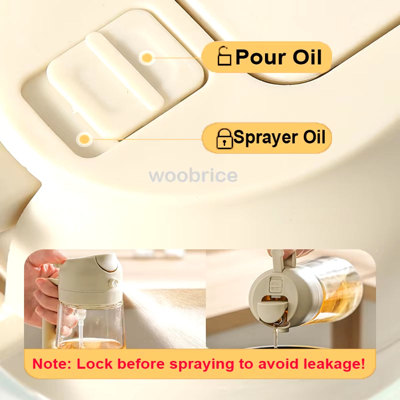 2 in 1 Oil Pour Spray Press-Type Oil Spray Bottle 500ML Kitchen Cooking Oil Sprayer Outdoor Barbecue Spray Bottle Vinegar Sauce