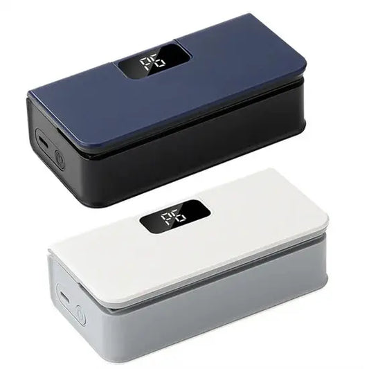 Portable bag sealer in white color on a plain background