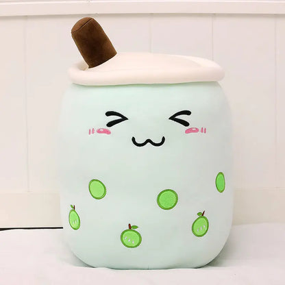 Bubble tea plush pillow styled in a kids bedroom setting