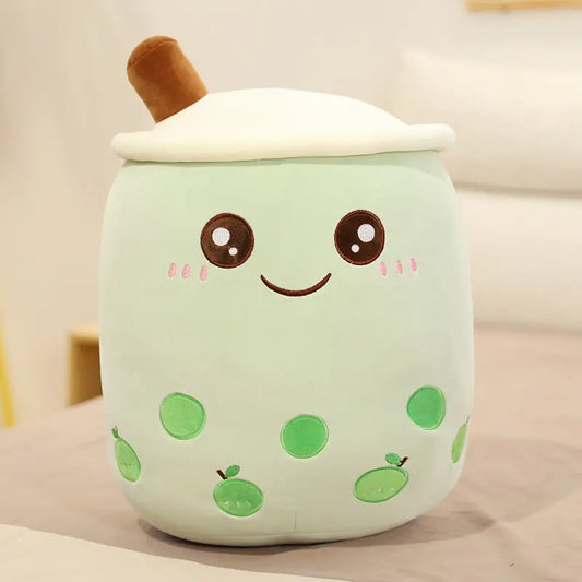 Bubble tea plush pillow shown individually on a white background