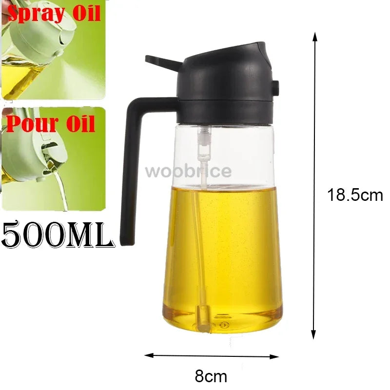 2 in 1 Oil Pour Spray Press-Type Oil Spray Bottle 500ML Kitchen Cooking Oil Sprayer Outdoor Barbecue Spray Bottle Vinegar Sauce