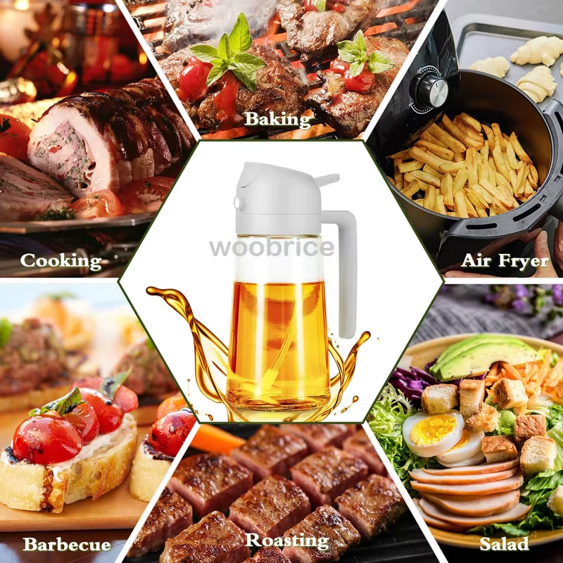 2 in 1 Oil Pour Spray Press-Type Oil Spray Bottle 500ML Kitchen Cooking Oil Sprayer Outdoor Barbecue Spray Bottle Vinegar Sauce
