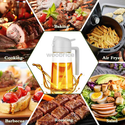 2 in 1 Oil Pour Spray Press-Type Oil Spray Bottle 500ML Kitchen Cooking Oil Sprayer Outdoor Barbecue Spray Bottle Vinegar Sauce
