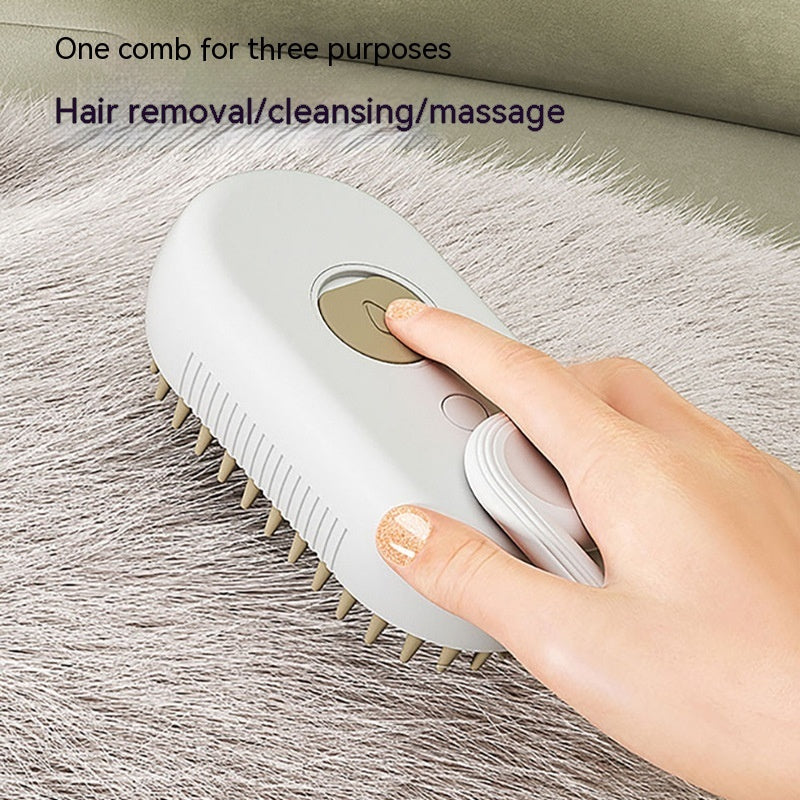 Steam pet grooming brush shown in light purple, milk brown, milk coffee, porcelain white, and purple