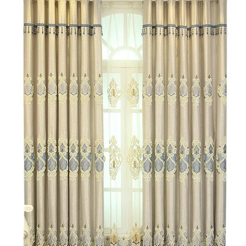 Crown embroidery cotton curtains styled in a minimal window setting