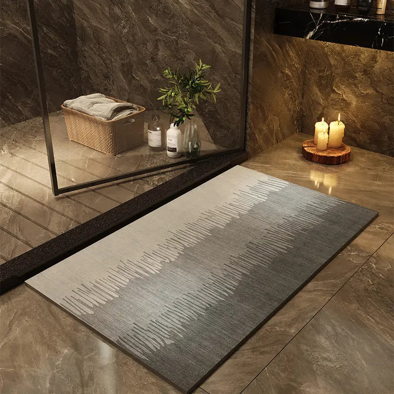 Close-up of the diatomaceous earth bathroom mat surface texture