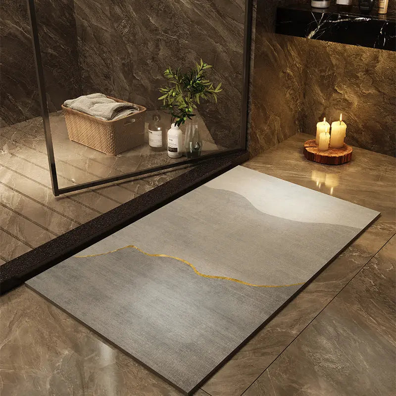 Diatomaceous earth bathroom mat shown in an alternate color pattern
