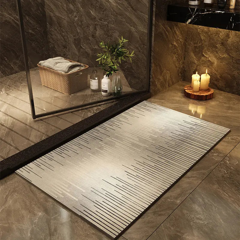 Diatomaceous earth bathroom mat demonstrating quick water absorption