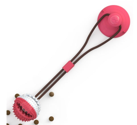 Close-up of the suction cup base on the dog tug toy
