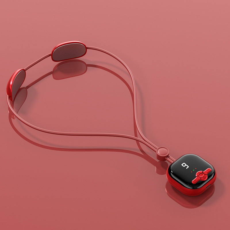 Portable EMS neck massager with hot compress worn around the neck