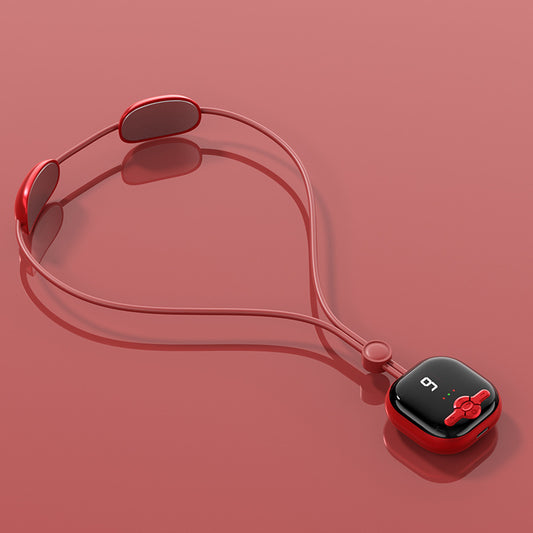 Portable EMS neck massager with hot compress worn around the neck