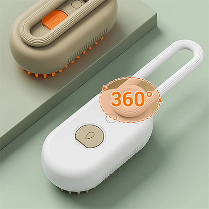 Close-up of the ergonomic handle on an electric pet grooming brush