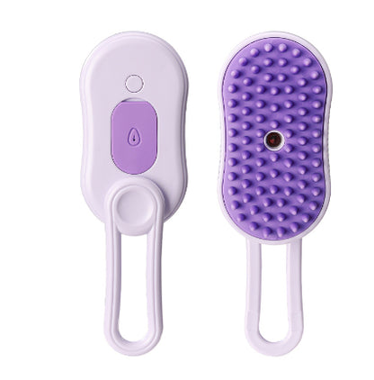 3-in-1 electric steam pet grooming brush with USB charging cable and accessories