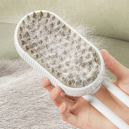 Hair removal comb collecting loose fur from an electric pet brush