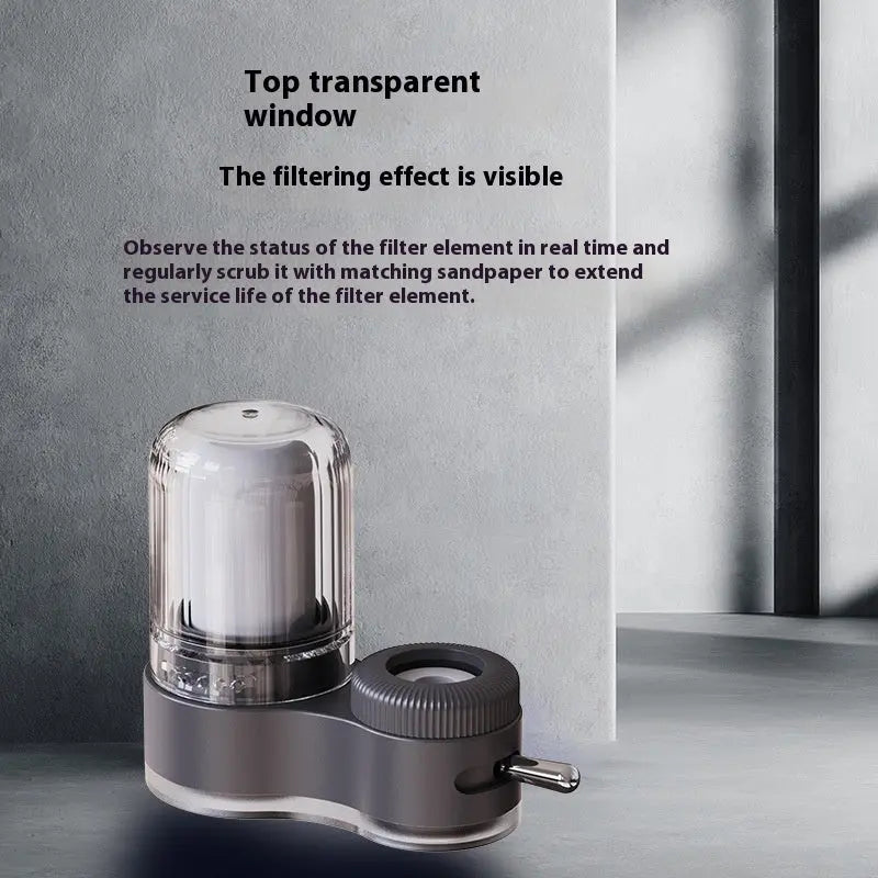Faucet-mounted water purifier installation steps shown on multiple faucet types