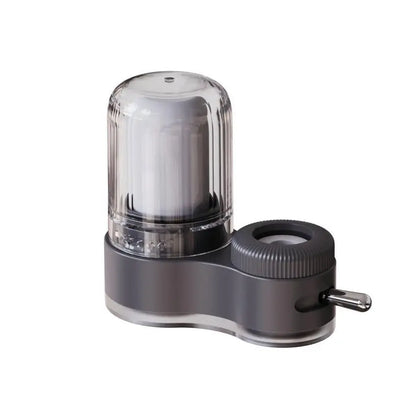 Faucet-mounted water purifier shown with size dimensions