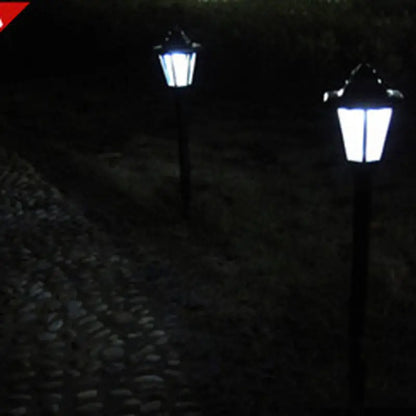 Close-up of the solar panel on the hexagonal outdoor wall light