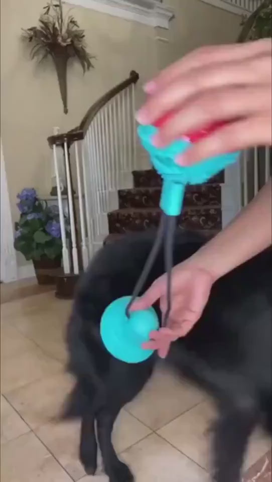 Demo video of the silicone suction cup dog tug toy in use