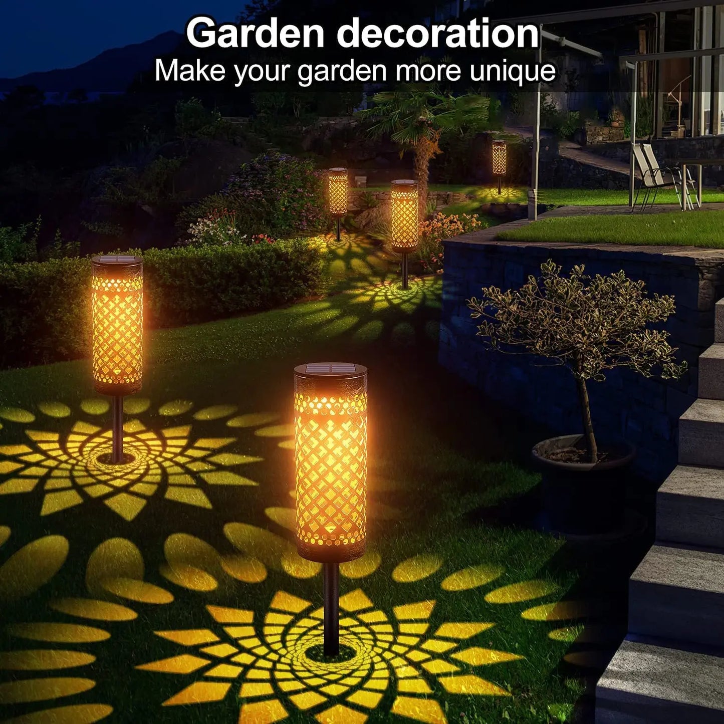 Waterproof solar lawn light shown in daylight to display the design