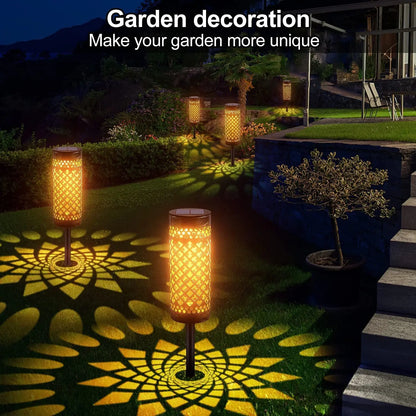Waterproof solar lawn light shown in daylight to display the design