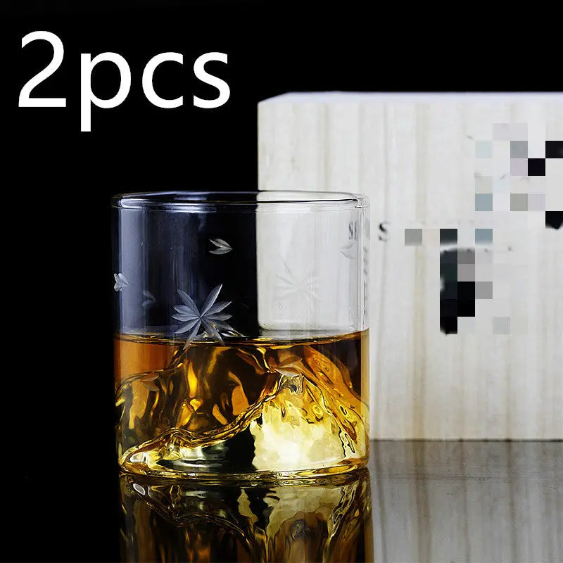 Japanese-style whiskey glass set shown with gift box packaging