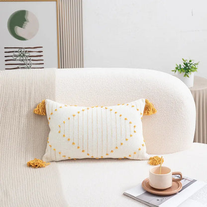 Yellow flower cushion cover shown on a plain white background